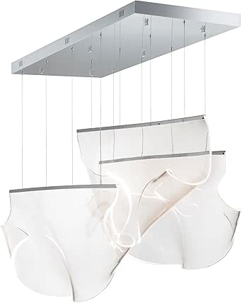 ET2 E24873-133PC Rinkle Collection Three-Light Dimmable 3000K LED Ceiling Pendant - Polished Chrome Finish I Adjustable Height I Modern Contemporary Light Fixture I