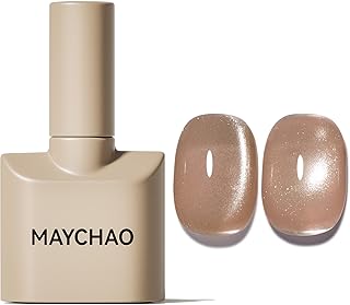 MAYCHAO 15ML Cat Eye Gel Nail Polish 1Pc Nude Magnetic Nail Polish with Magnet Soak off Holographic Cat Eye Gel Polish for Nail Art Manicure Salon DIY at Home