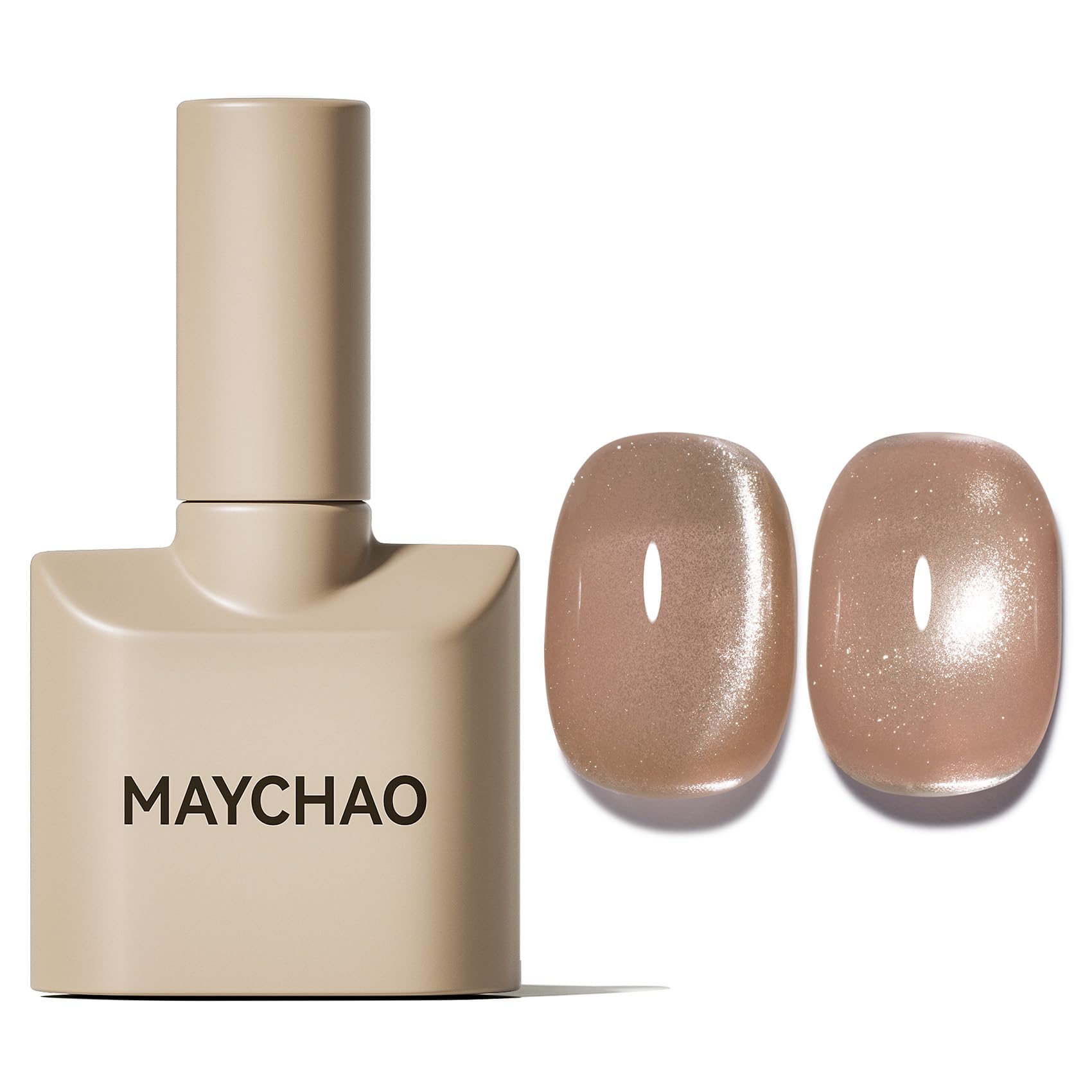 MAYCHAO 15ML Cat Eye Gel Nail Polish 1Pc Nude Magnetic Nail Polish with Magnet Soak off Holographic Cat Eye Gel Polish for Nail Art Manicure Salon DIY at Home