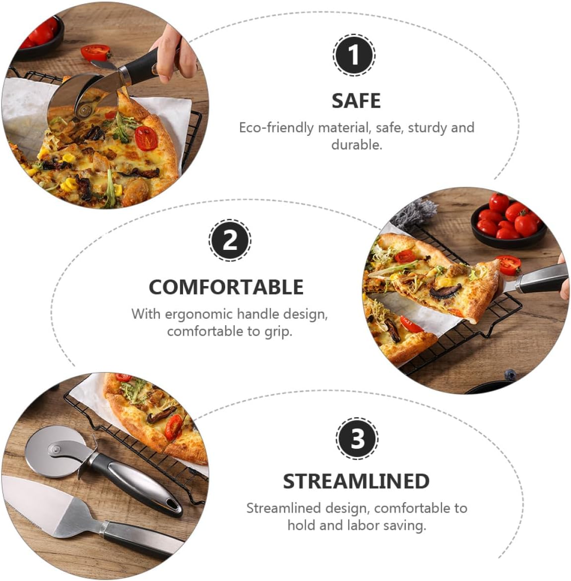 Multifunctional Pizza Wheel Cutter and Shovel 2pcs Stainless Steel Set