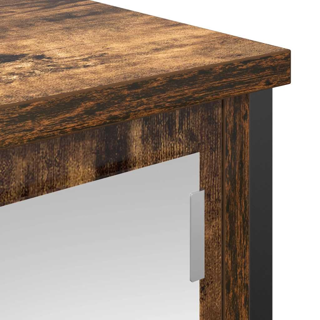 Szafka ścienna łazienkowa z lustrem, dąb wędzony, 60 x 21 x 60 cm, materiał drewnopochodny, wszechstronne przechowywanie, oszczędność miejsca, na kosmetyki