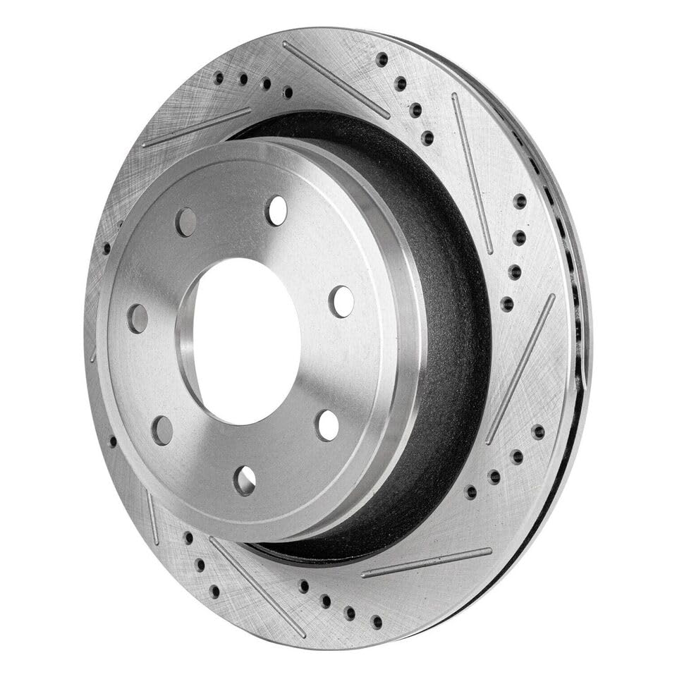 Image of Detroit Axle - Rear Brake Kit for Ford 2012 2013 2014 F-150 [7 Lugs], Drilled and Slotted Disc Brakes Rotors Ceramic Brake Pads with Hardware Replacement : 13.70 inch inch Rotors