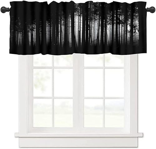 Miniatura 43 de Cortinas de cenefa de bosque gótico, cenefa de cortinas de bosque misterioso con niebla para cocina, dormitorio, sala de estar, 54 x 18 pulgadas