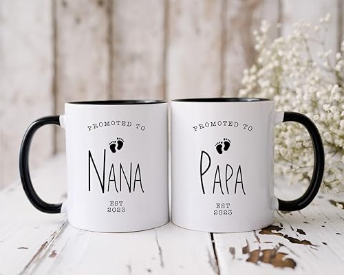 Juego personalizado de 2 tazas de taza de abuela y papá, juego de tazas de abuelo, anuncio de embarazo, nuevo regalo de abuela, nuevo regalo de