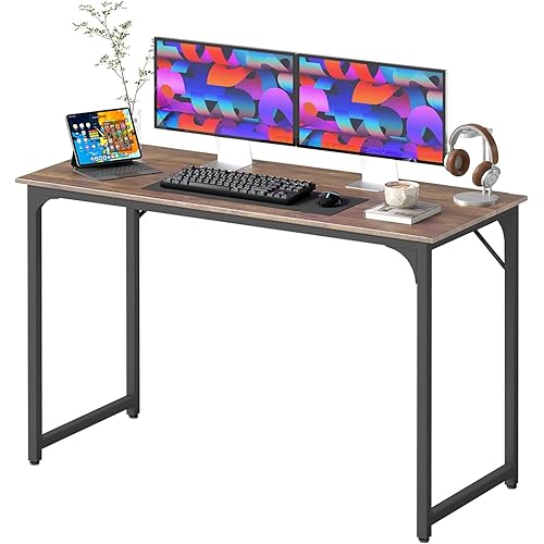 BestOffice Computer Desk,Home Office Desk, Modern Simple Style for Home Office Study Writing (Brown, 47 inch)