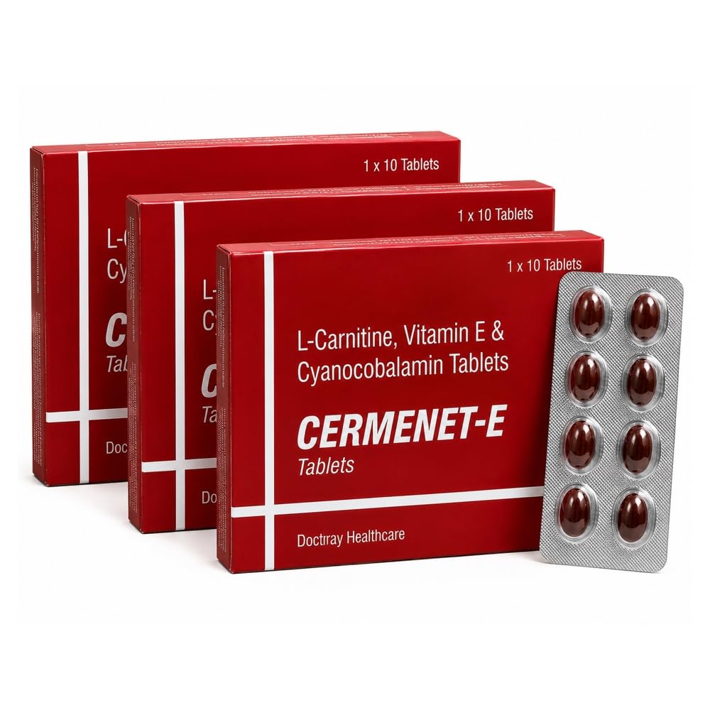 l carnitine & vitamin e tablets Docttray Cermenet-E with L-Carnitine, Methylcobalamin B12 | Daily Vitality & Nutritional Support for Men & Women leanwhey2lb No. of Bottles:2 bottle DELI LOTION AURA IS