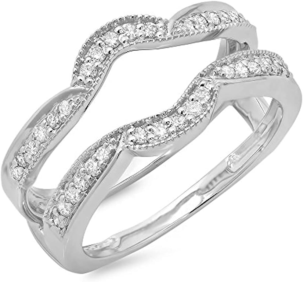 Round Cut Dia White Gold Over .925 Sterling Silver Enchanted Enhancer Guard Ring For Women's