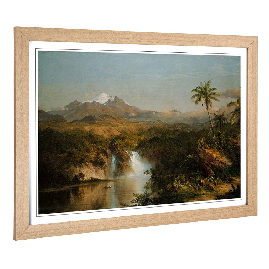 Big Box Art Framed Print of Frederic Edwin Church View of Cotopaxi Design | Wall Art Picture | Home Decor for Kitchen, Living Room, Bedroom, Hallway, Oak, A2 / 24.5x18 Inch / 62x45cm