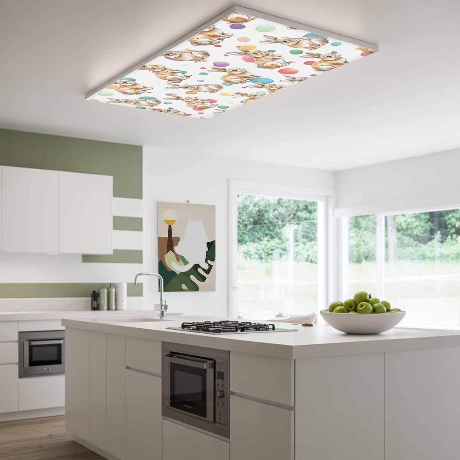 Happy Easter Fluorescent Light Covers for Ceiling Lights 4x2 feet,4 Pack Magnetic Light Filters for Classroom,Funny Cute Rabbit Bunny Colorful Eggs Fluorescent Lamp Shade Panel for Office School Drop