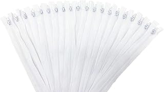 E-Goal 20 Stück 30 cm Nylon Spule geschlossen Reißverschlüsse Fein (weiß)