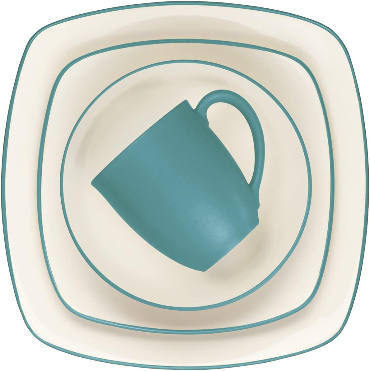 Noritake Colorwave Turquoise 4-Piece Place Setting, Square Shape