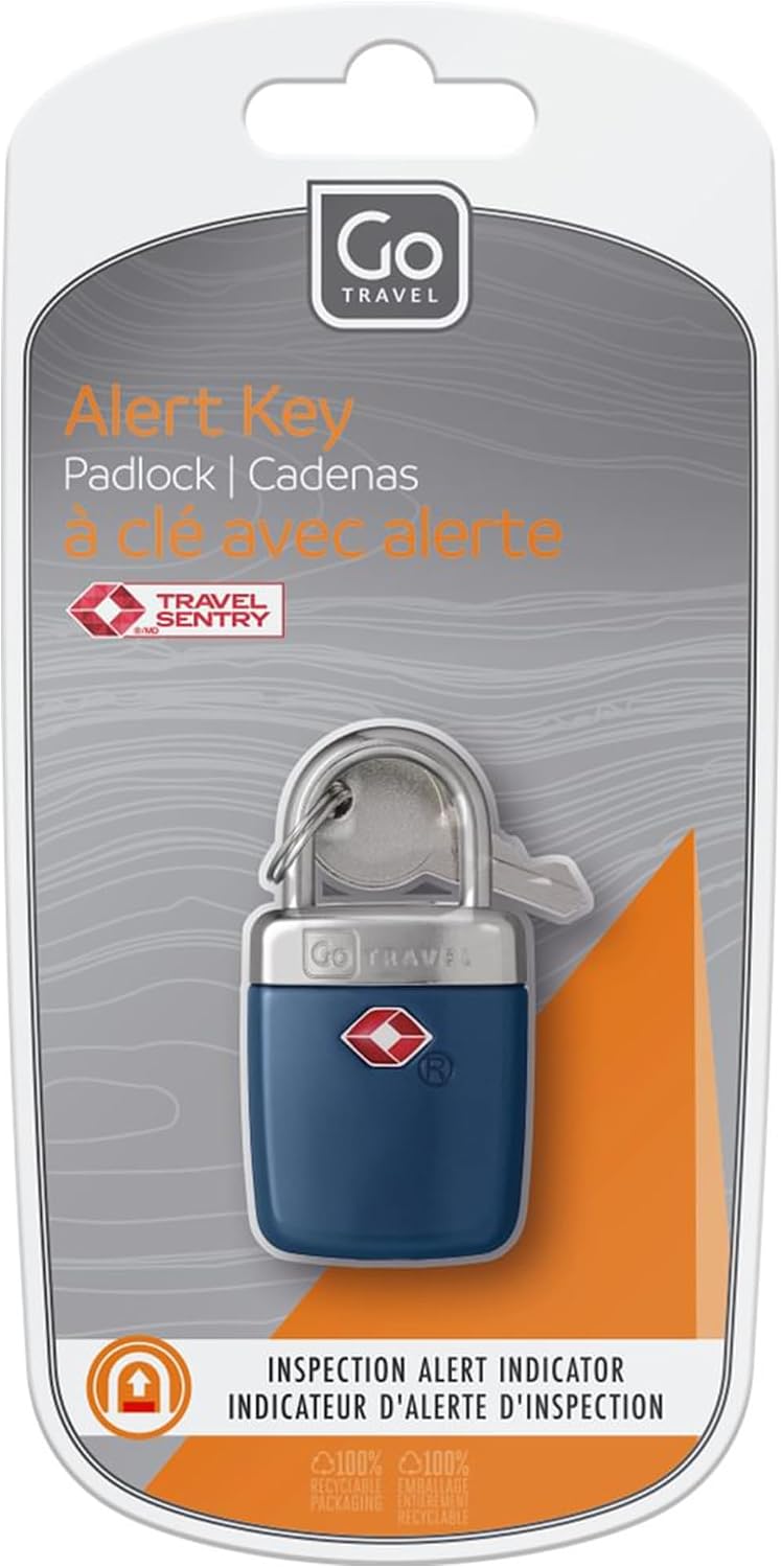 TSA Alert Key Padlock, Suitcase Lock with 1 Alert Reset and 2 Padlock Keys, TSA Approved Locks for Luggage, Travel Essentials | bike-locks