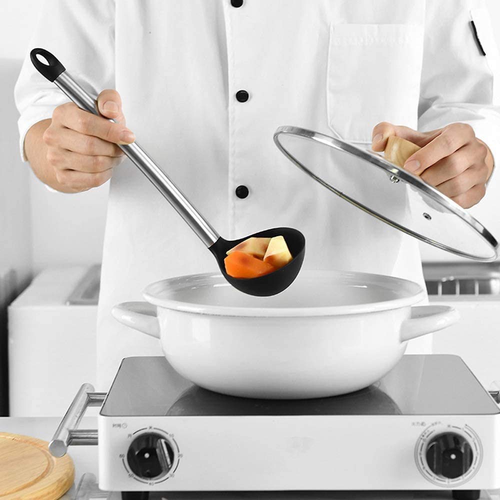 Utensilios de Cocina con Mango de Silicona 9 en 1, Utensilios de Gel de sílice, Utensilios de Cocina, sartén Antiadherente, Pala, Cuchara, espátula, Juego de Herramientas de Cocina