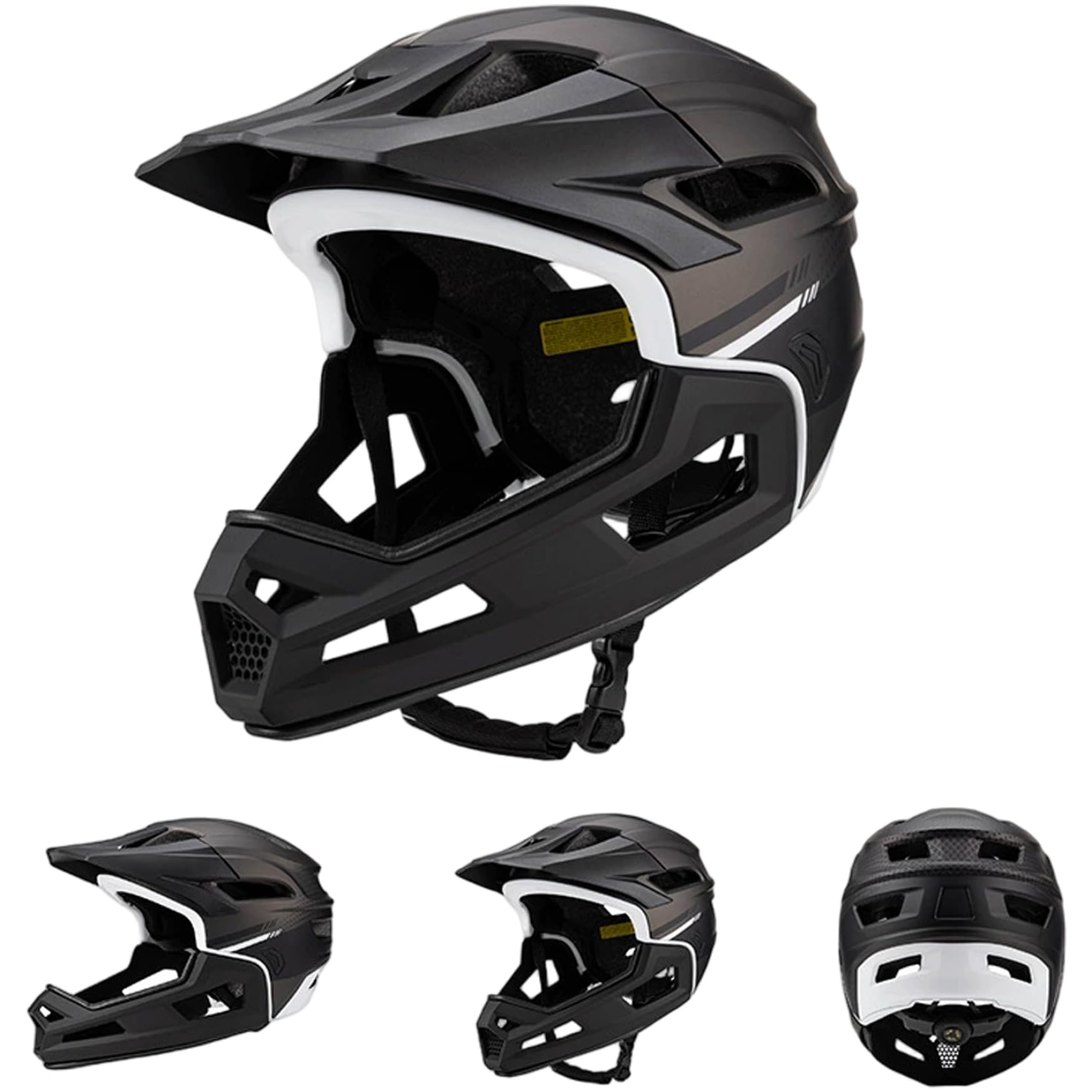 Casco da mountain bike per adulto Casco integrale da bici antiurto regolabile unisex con supporto per il mento staccabile per ciclismo all'aperto, Decorazione della casa