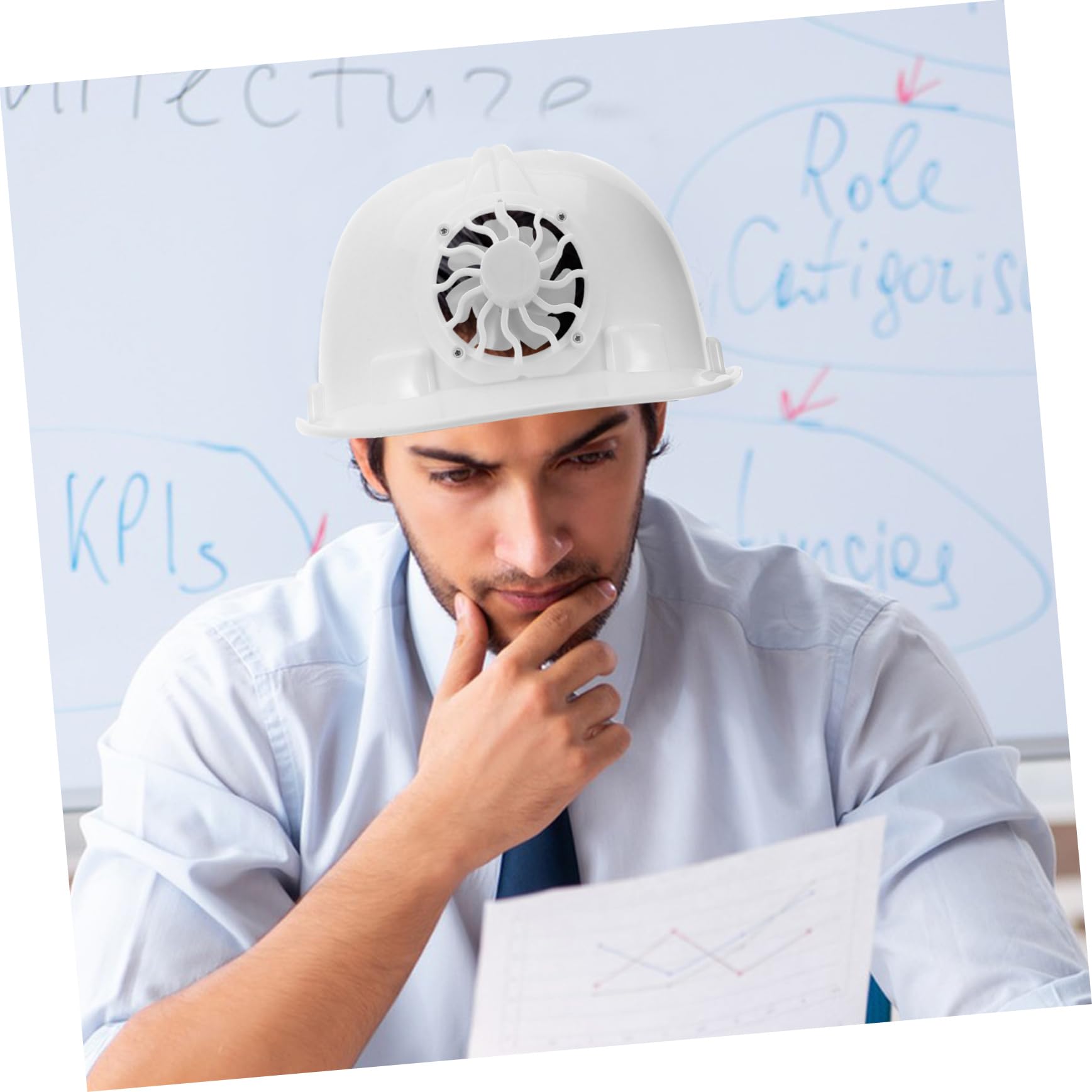 Veemoon Casco di sicurezza solare cappello solare elmetto di sicurezza Cappelli per ventole fan costruzione alto Cappello di sicurezza elmetto protettivo con ventola plastica bianca