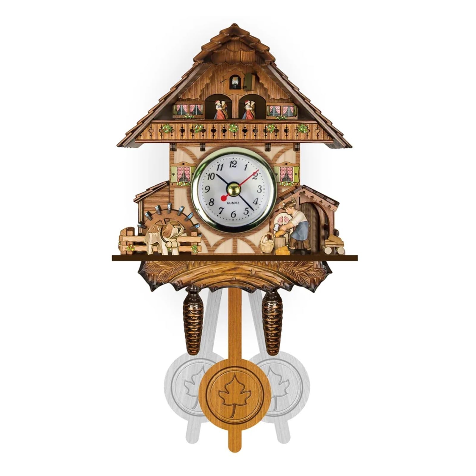 Gsclz Color-11 Wall Clock Chimes Cuckoo Vintage Wooden Clocks Sitting Room For Wall Art Home Office Decoration(Color-11)