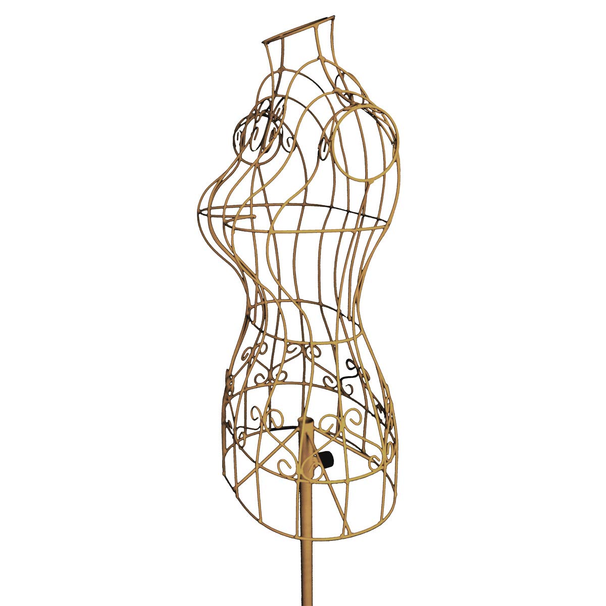 PrimoLiving Maniquí Modista Ana de Metal Dorado - Vestido Vintage Regulable en Altura - Ideal Como Maniquí de Señora o Perchero - P-12895