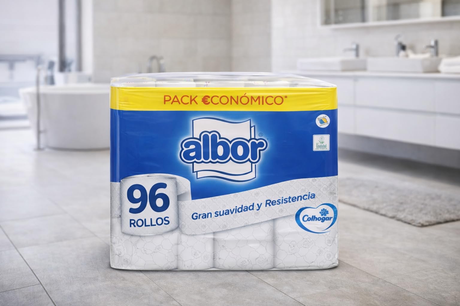 Pack Colhogar Albro, Ahorro XXL 96 Rollos Papel Higiénico WC - Olvídate de Comprar por Meses