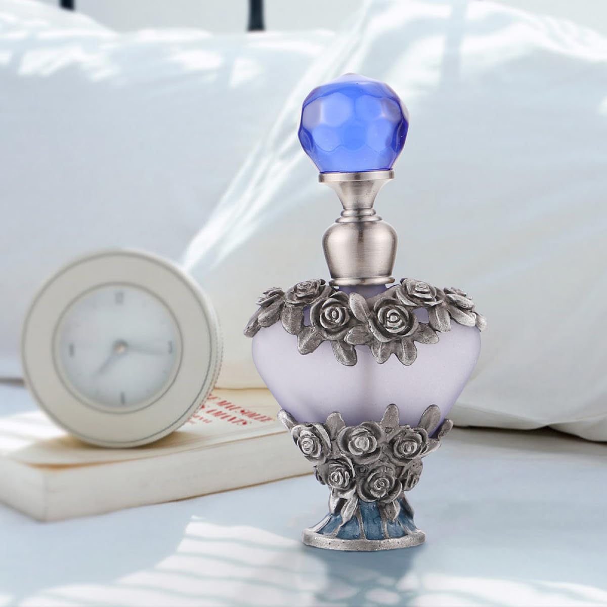 Ciieeo Botellas de Perfume Vacías Vintage 2 Piezas 5 Ml, Frascos de Aromaterapia para Aceites Esenciales y Perfumes, Diseño Pintado a Mano, para Uso Diario y Viajes