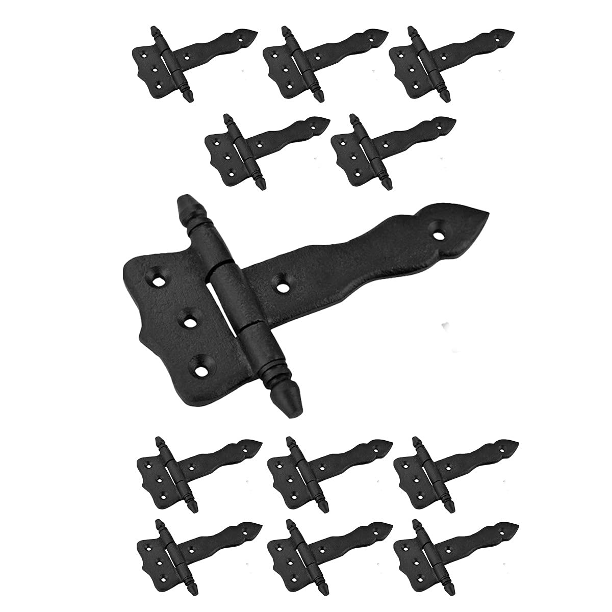 Renovators Supply Manufacturing Black Wrought Iron Shed Door Hinge 5 In Antique Style Decorative Flush Mount Cast Iron Barn Door Shed Hinge With