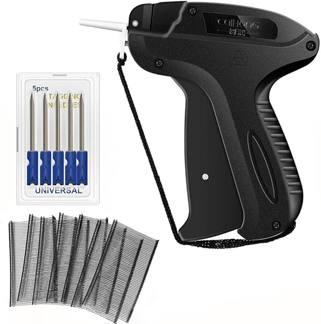 Tag Gun, lnkey Clothes Label Tagging Gun + 5 Replacement Needle +2000 Black Tags Barbs 50mm Price Labels Tags for Clothes Socks Hat Fashion Store