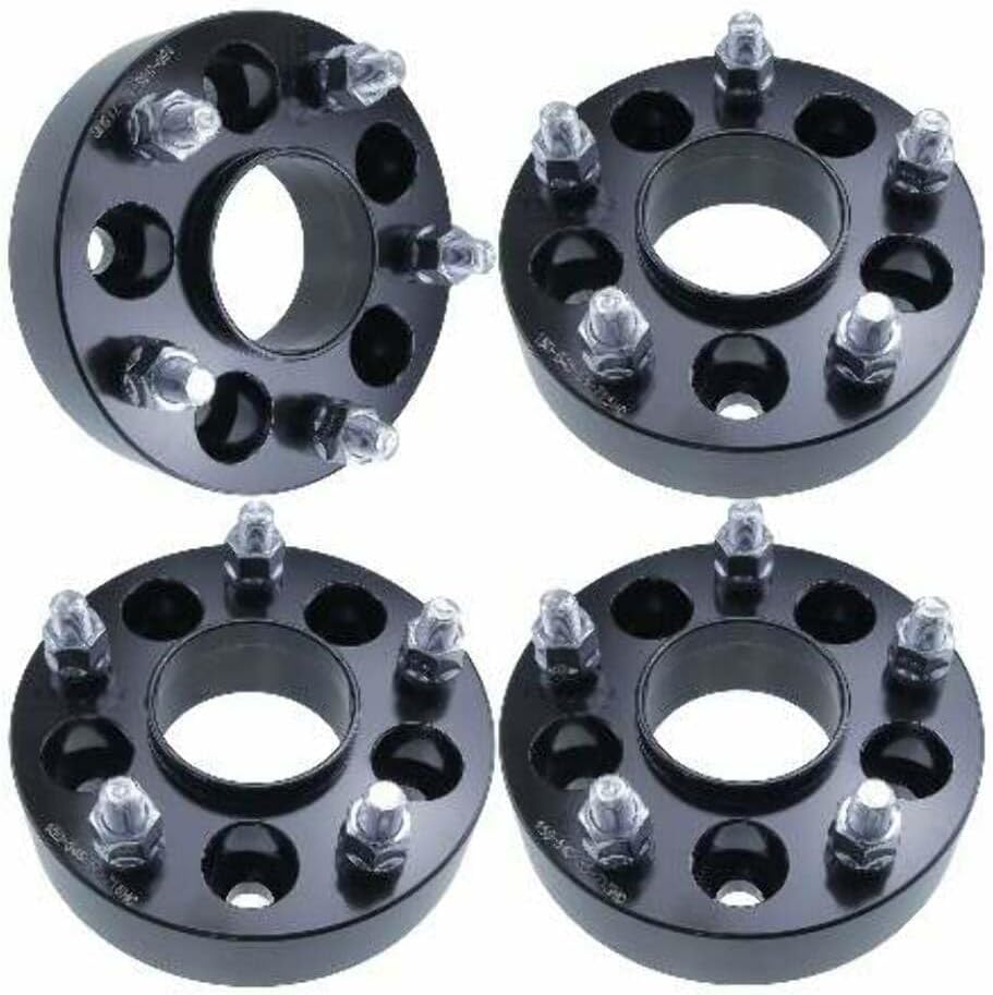 2 Inch Hub-Centric Wheel Adapter Compatible with Jeep Wrangler TJ & YJ - 5x4.5 to 5x5 Bolt Pattern, 71.5mm Hub Bore, 1/2x20 Studs, 50mm Thick, 6061-T6 Billet Aluminum, Black - Set of 4