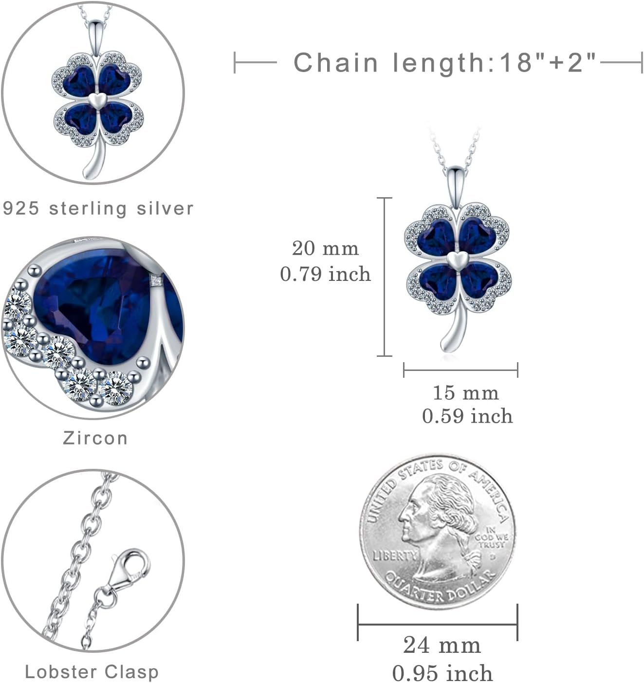 Four Leaf Clover Necklace 925 Sterling Silver Shamrock Pendant Necklace Clover Jewelry Gifts for Women - Image 4