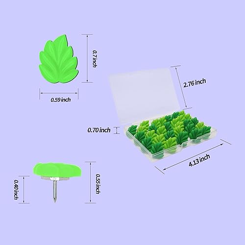 Miniatura 2 de Sohalejr 30 piezas de alfileres decorativos para pulgares en verde, bonita decoración de oficina para tablero de anuncios de corcho, fotos, mapas de