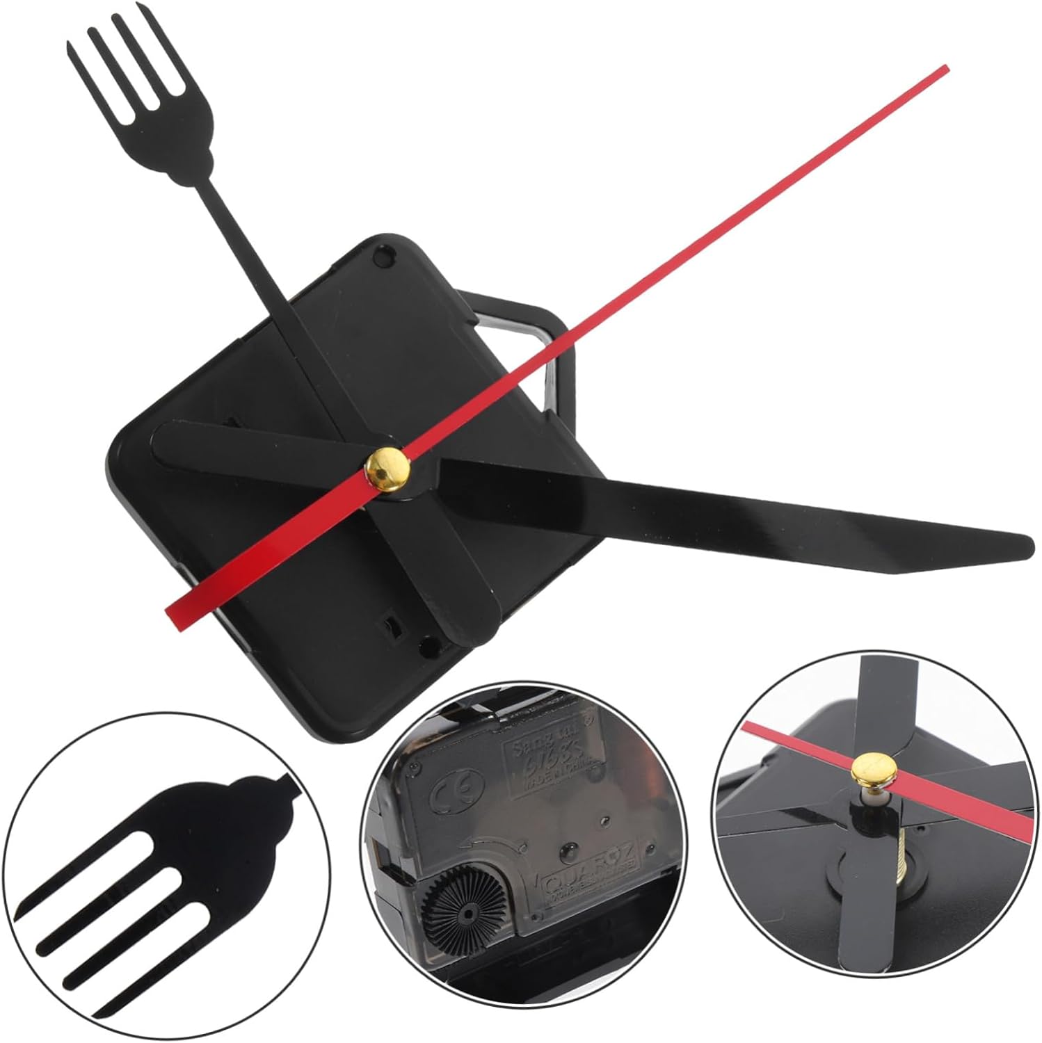 DOITOOL DIY Wall Clock Movement Kit Silent Quartz Clock Mechanism Replacement with Red Hands for Frameless Painting Clocks Home Repair