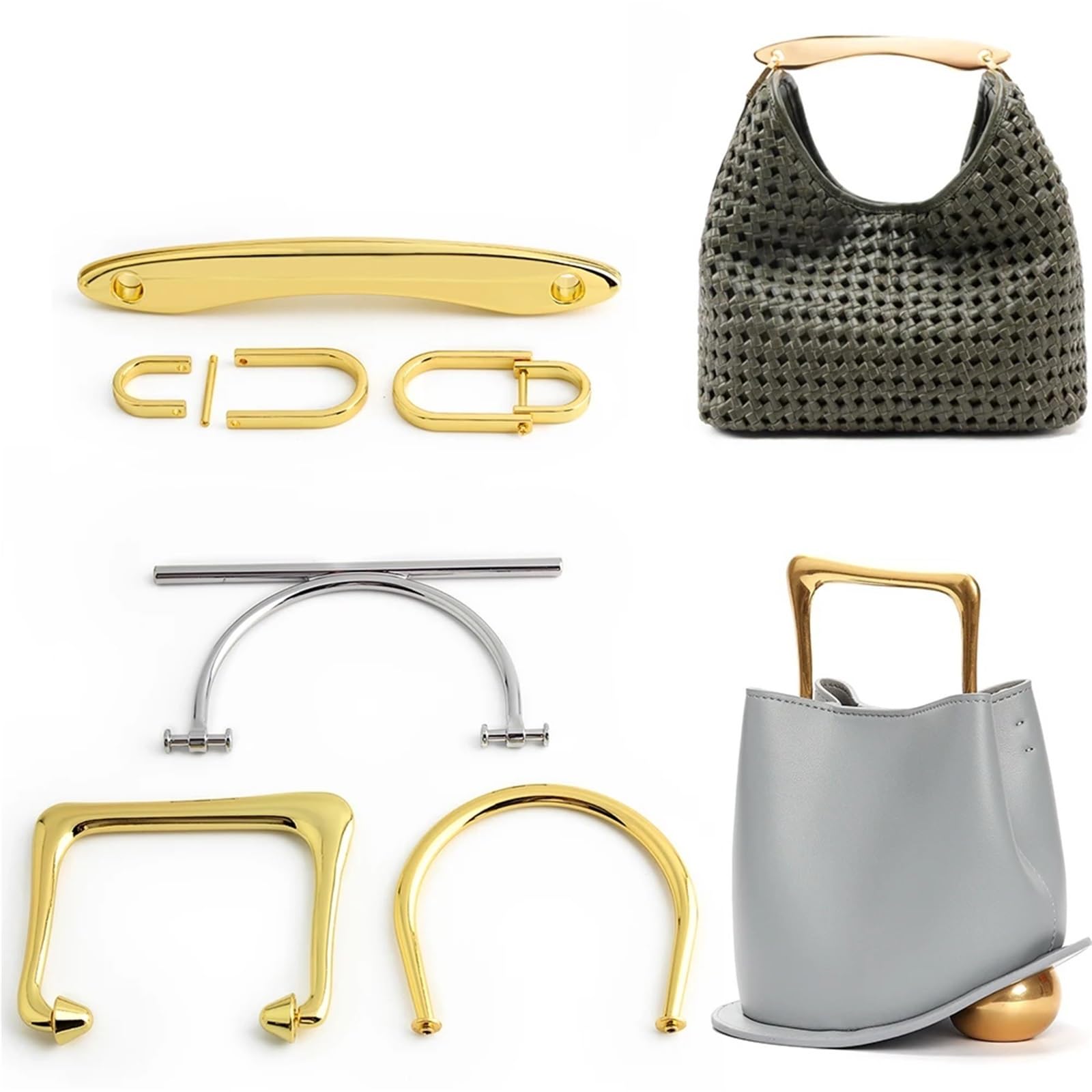 2 piezas de marco de metal for bolso de mujer, asas de bolso casual, correa de hombro cruzada, accesorios de repuesto hechos a mano(16cm k gold)