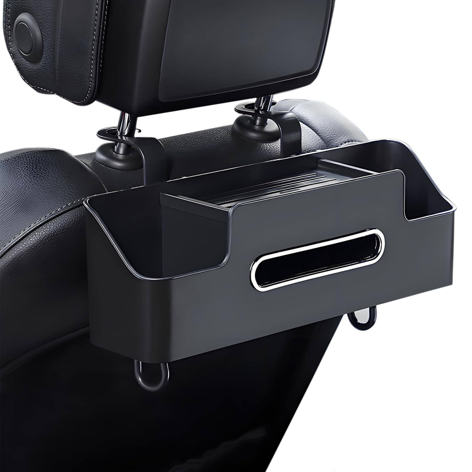Car Seat Back Organiser Box for Audi A4 Saloon B8 8K I 2007-2015, Waterproof Rigid Hanging Storage Case with Integrated Tissue Dispenser Cup Water Holders