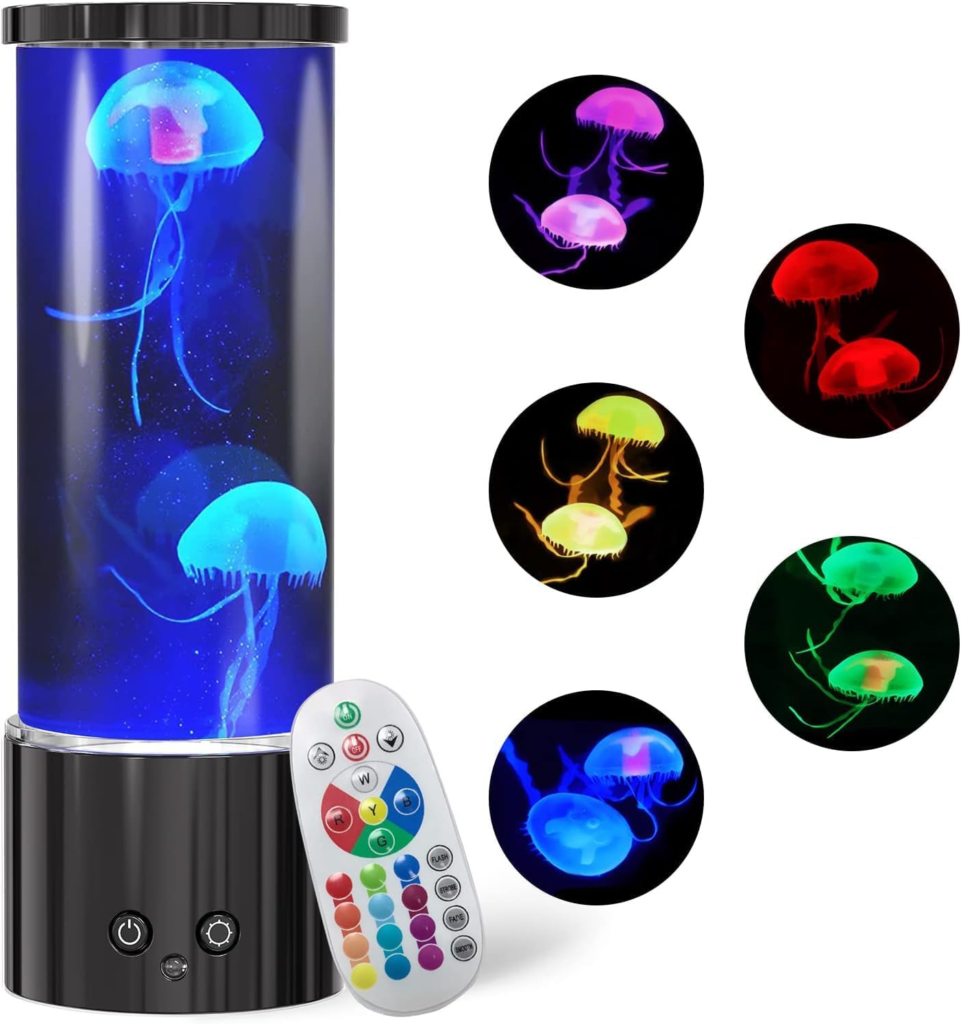 Jellyfish Lamp, LED Jellyfish Tank Table Lamp with Remote Control,17 Color Changing Dimmable Aquarium Night Light for Home Decor & Christmas Birthday Gifts Black 11.6" Tall