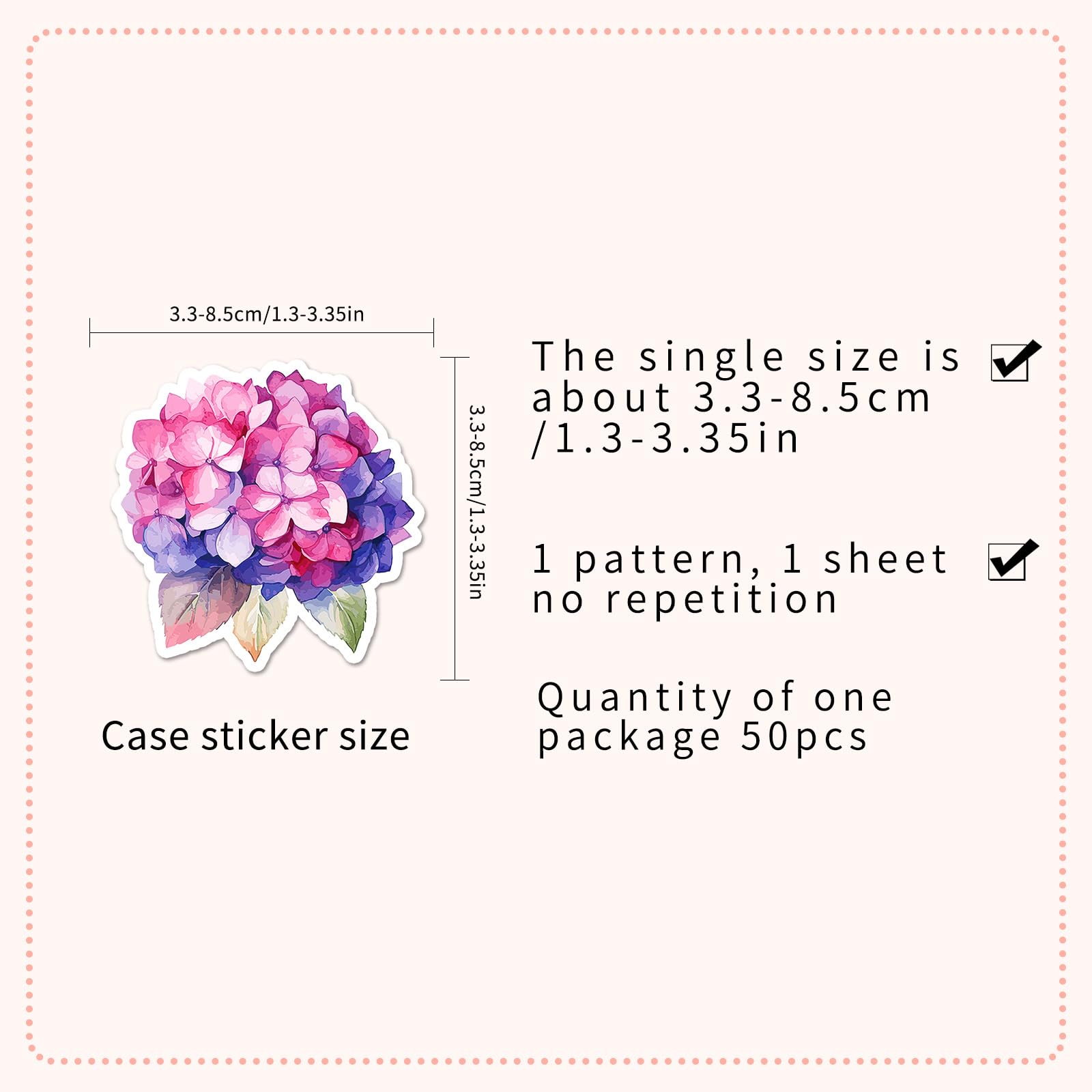 50 Pcs Hydrangea Macrophylla Graffiti Stickers for Water Bottles,Guitar,Bicycle,Laptop,Skateboard,Computer,Flower Cute Style Stickers Waterproof Vinyl,Scrawl Decoration for Girls Boys Children Teens - Image 2