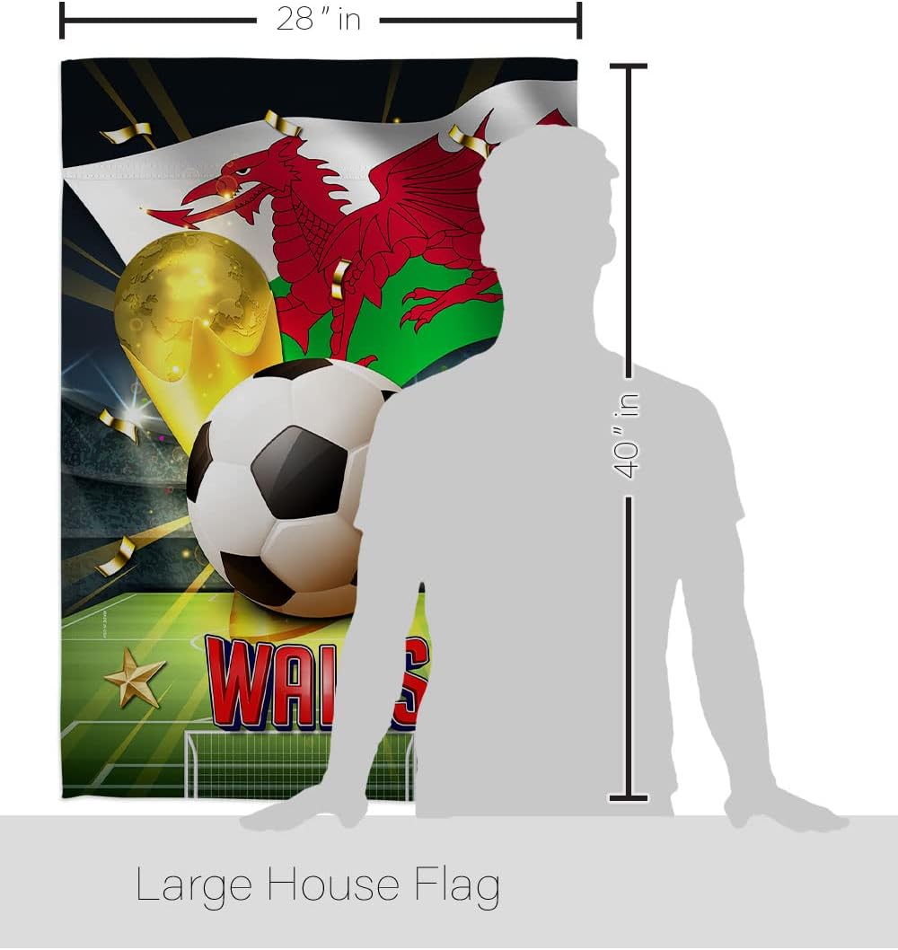 World Cup Welsh Tapestry Home Decor Banner Wall Art Patio Lawn Front Porch Room Decorations Small Outdoor Flags Yard Signs FIFA Soccer Gifts Sports Fan Party Trophy Game Football Goal Made In USA