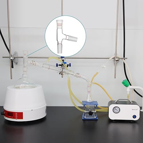 Miniatura 7 de StonyLab Adaptador de destilación de 3 vías con juntas 1420 para aparatos de destilación