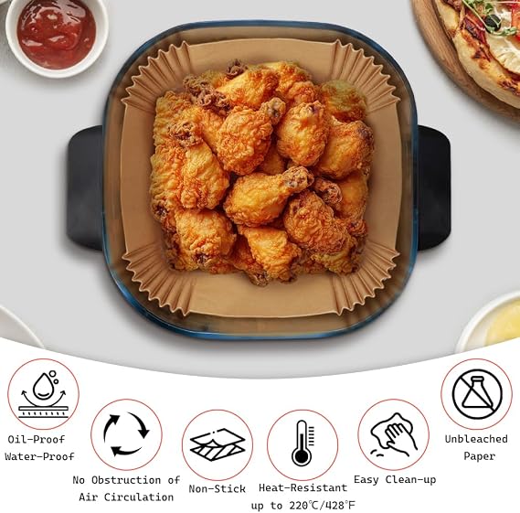 YQL 200PCS Air Fryer Liners Disposable for Ninja CRISPi Portable Airfryer