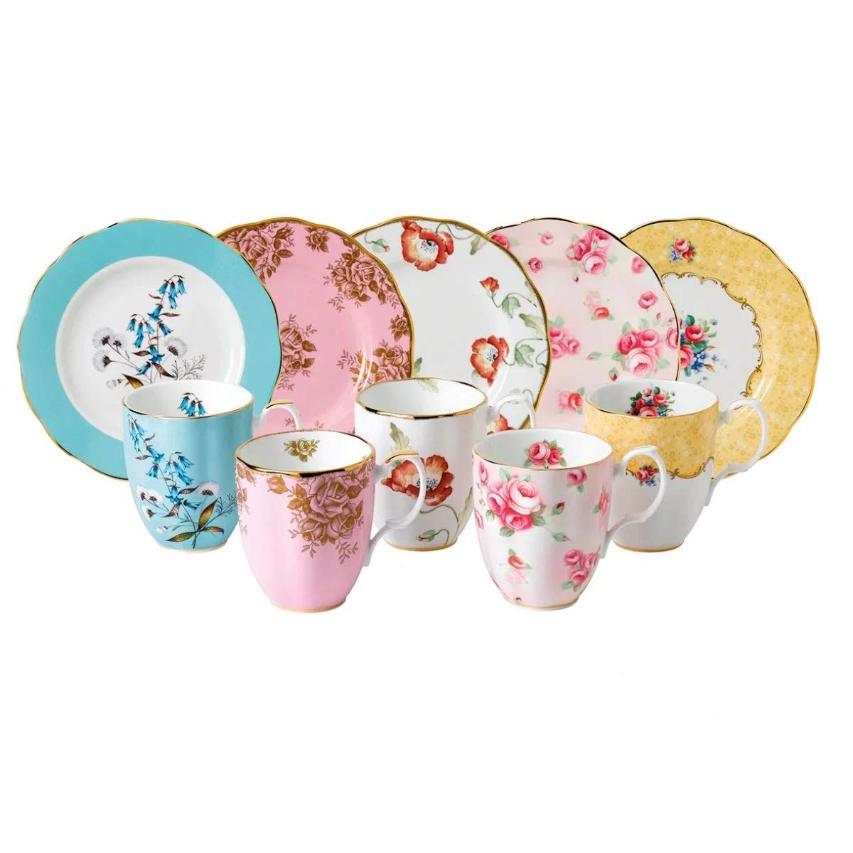 Amazon.co.jp: Royal Albert 100 Years 1950-1990 10ピースセット(マグ