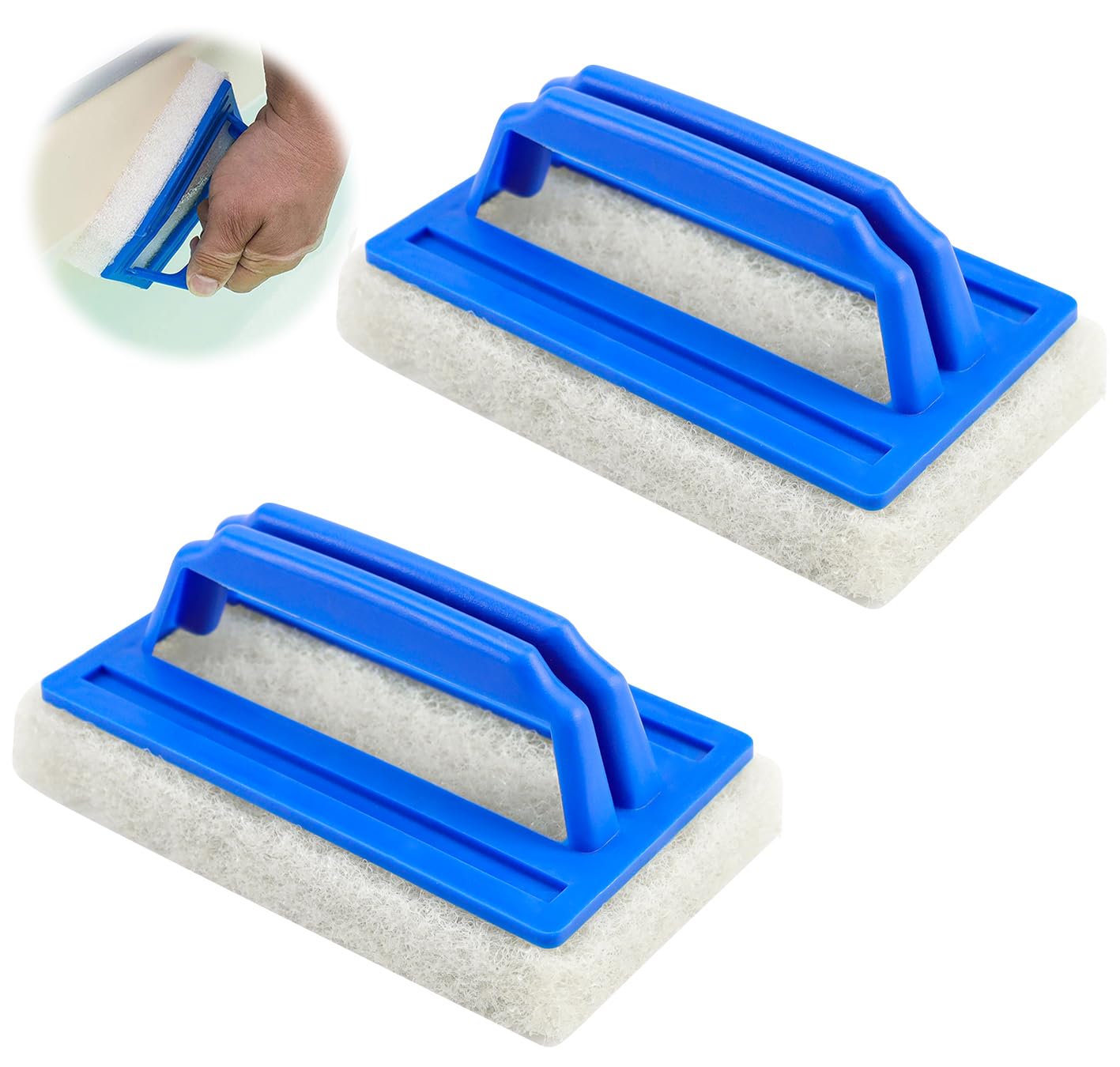 Aohcae 2 Stück Pool Bürsten Set Pool Schwamm Bürsten Kunststoff Schwimmbad Bürste Poolreinigung Handschrubber Schwimmbad Bürste mit Griff Schwamm Algenbürste