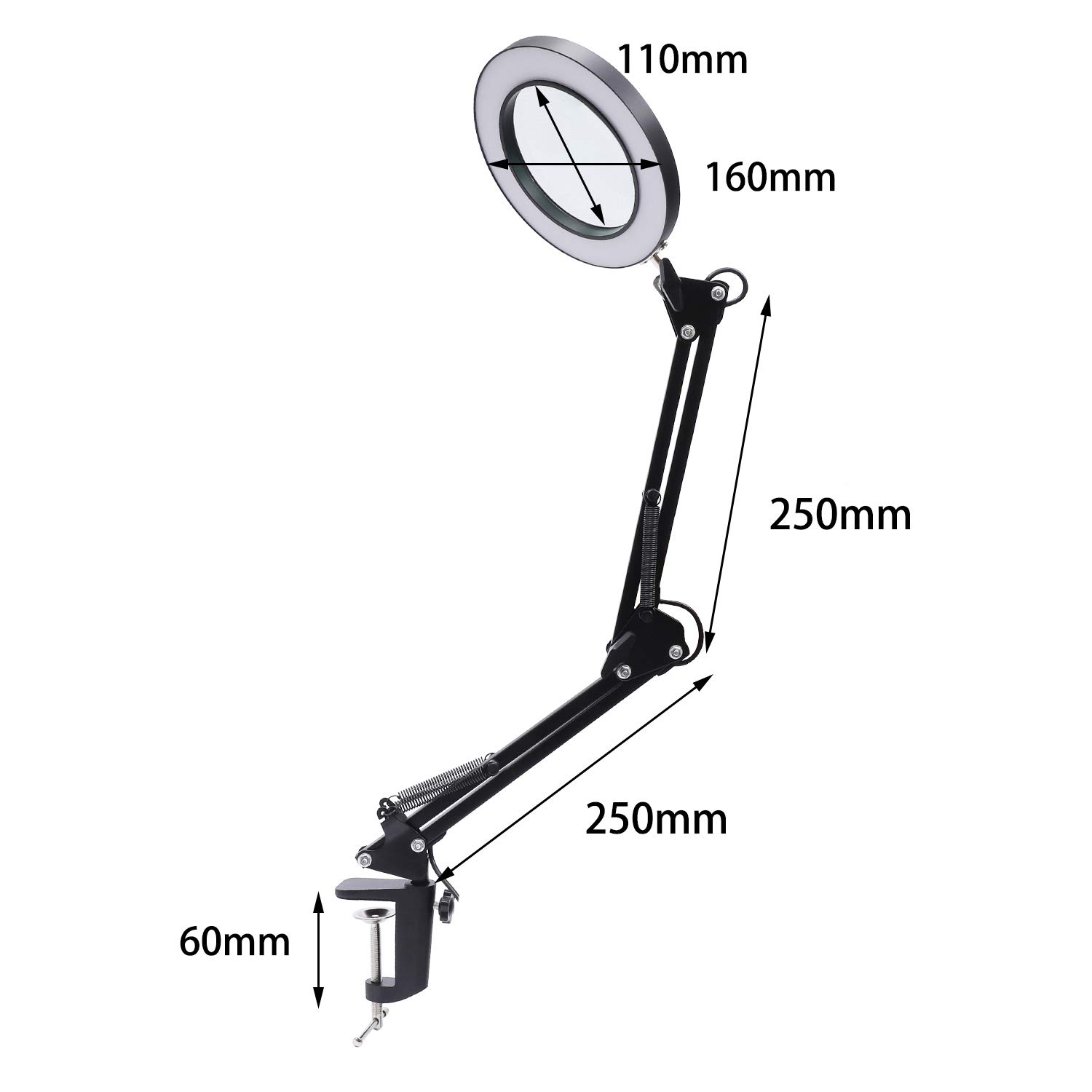 5X LED Magnifying Lamp With Clamp 3 Color Modes Adjustable Illuminated Magnifier For Soldering Iron Repair/Table Lamp/Skincare - View #2