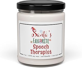 Santa's Favorite Speech Therapist Candle - Christmas Gifts for Coworker Staff Language Therapist Boss Voice Specialist Party Decor - Xmas, New Year - Cinnamon Vanilla Scent, 9oz
