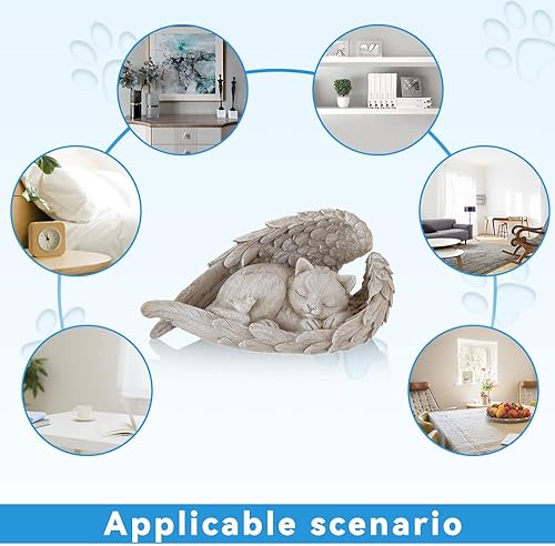 Miniatura 4 de Estatua Conmemorativa de Ángel de Gato Conmemora a Nuestro Bebé Peludo Perdido, las Figuritas de Gato se Colocan en el Jardín Exterior o Lápida