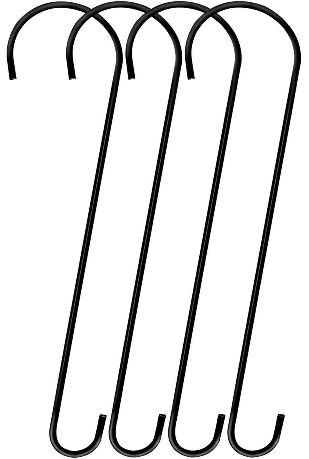 Dreecy 4 Pack 24 Inch Extra Large Tree Branch S Hooks - Metal Garden Tree Hooks for Hanging Bird Feeders, Baskets, Plants, Lanterns and Ornaments (Black)