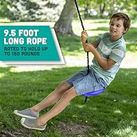 Vista 2 de Squirrel Products Columpio de árbol de plástico resistente - Columpio de cuerda de disco con protectores de piernas - Adiciones y reemplazos - Azul