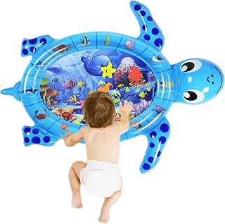 Baby Tummy Time Toy, Baby Water Play Mat, Sea Turtle Shape Infants & Toddlers, Tummy Water Mat for Baby Sensory Development and Stimulation Growth.BPA Free.(Sea Turtle Blue)