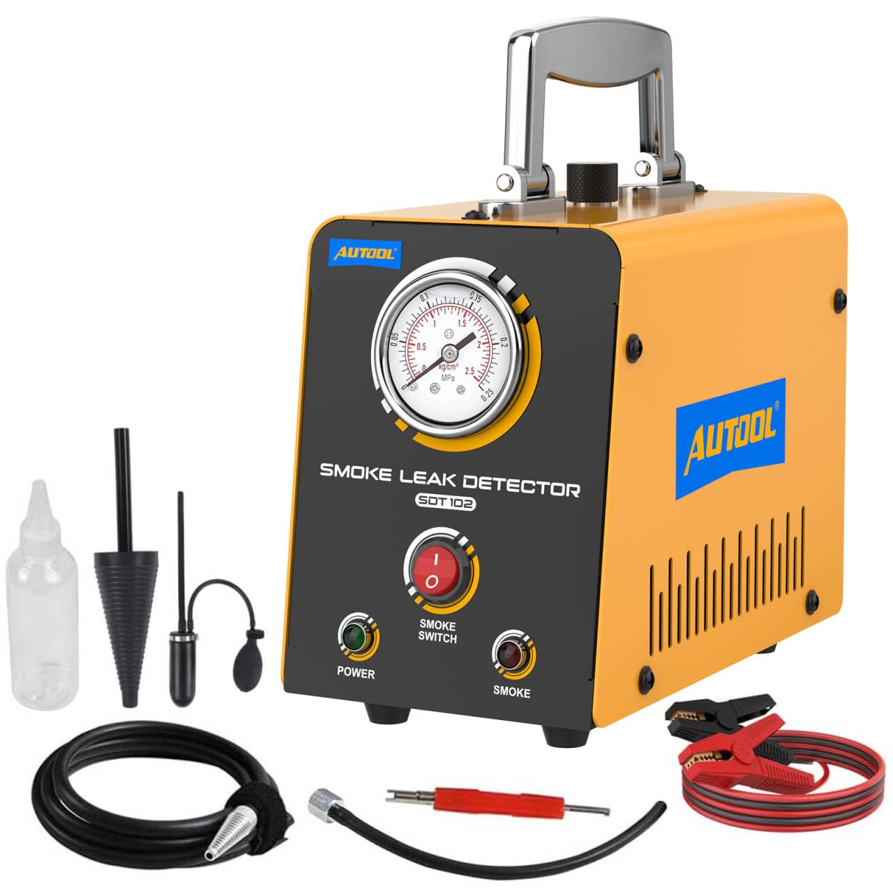 Automotive Smoke Machine EVAP Leak Detector Vacuum Leak Tester 12V Car Fuel Pipe System Leakage Locator Built-in Air Compressor Motor with Pressure Gauge for Car, Motorcycle, Truck, Boats and More