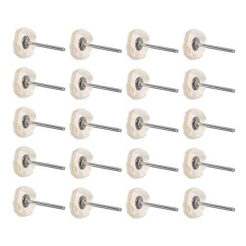 uxcell Rueda de almohadilla de pulido de 1 pulgada de algodón con mango de 1/8 pulgadas para colector de aluminio, acero inoxidable, cromo blanco,