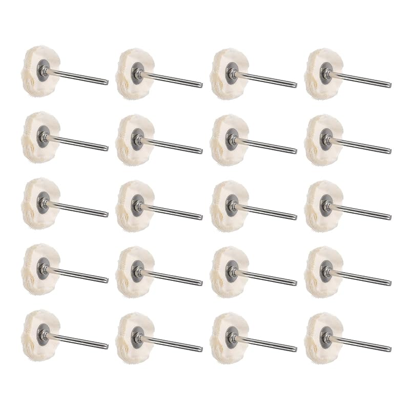 uxcell Roda de Polimento de Algodão 2,54 cm com Haste de 3,2 mm para Furadeira Branca Kit com 20 Peças