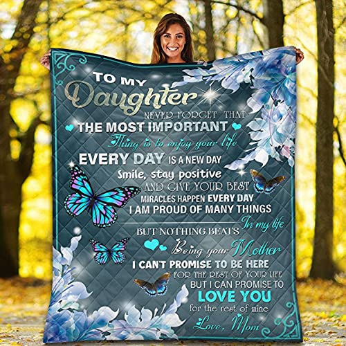 Quilt for Daughter - Butterfly Quilt - I Am Proud of Manythings Quilt Queen Twin King for Birthday, Mother's Day, Father's Day
