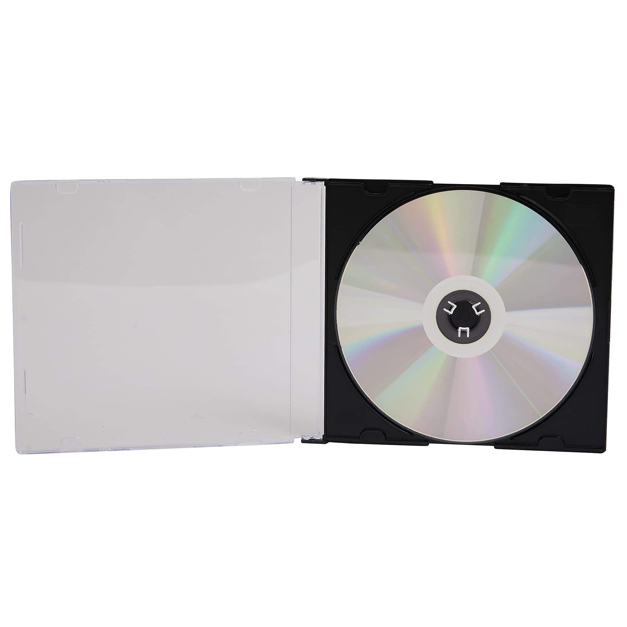 Lot de 100 Boîtiers CD Slim 5,2 mm avec Dos Noir – Boîtiers de Rangement Plastique Gain de Place Slim Save – Pour 1 CD, DVD ou Disque Blu-ray
