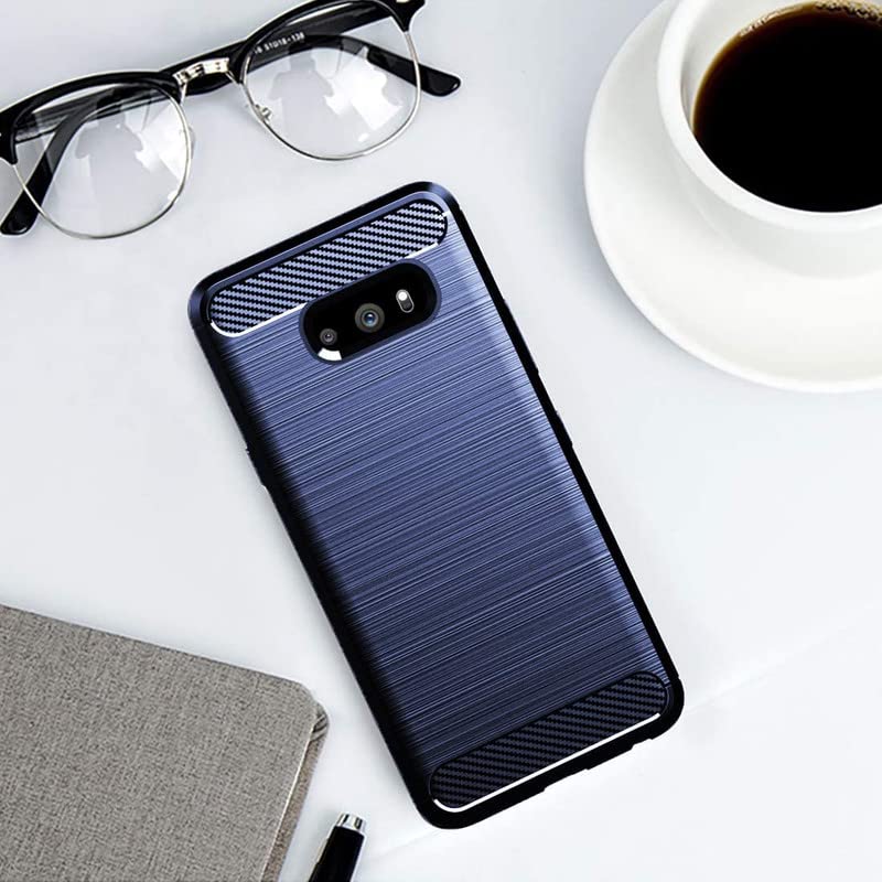 Image of NPRC Hybrid Ultra Slim Protective Case TPU Non-Slip Carbon Fiber Texture Shockproof Case Cover for Lg G8X - Blue
